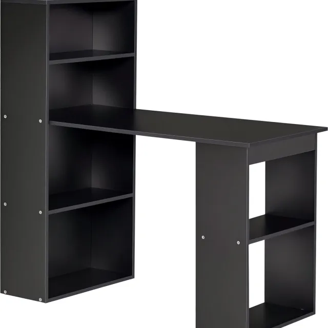 Homcom Bureau met planken-Hout-120x55x120cm-Zwart