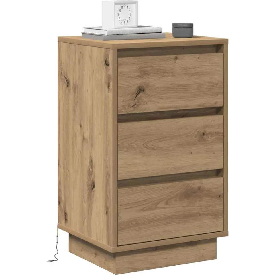 vidaXL Nachtkastje Artisan Eiken 39 x 34,5 x 65 cm Bewerkt hout Bruin
