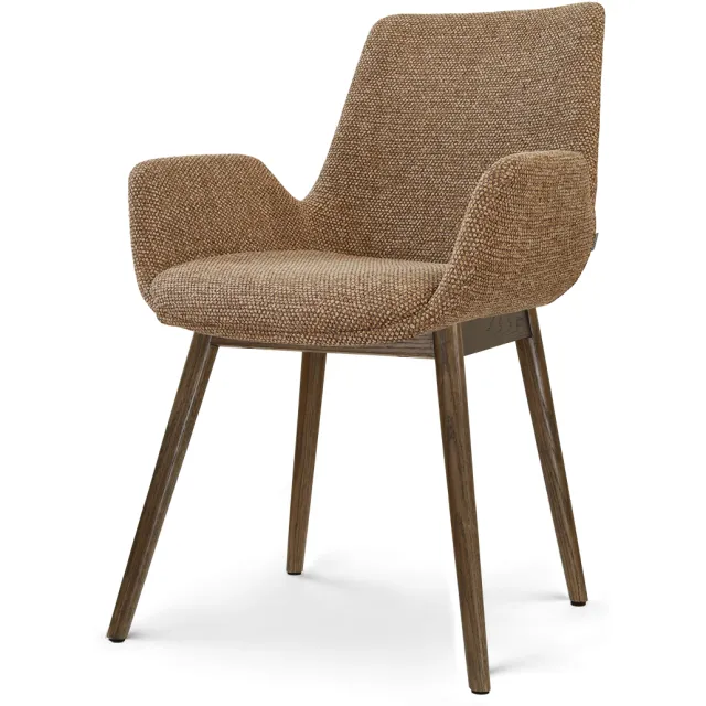 Nolon Nio-Eef eetkamerstoel bruin blend - walnoot houten onderstel