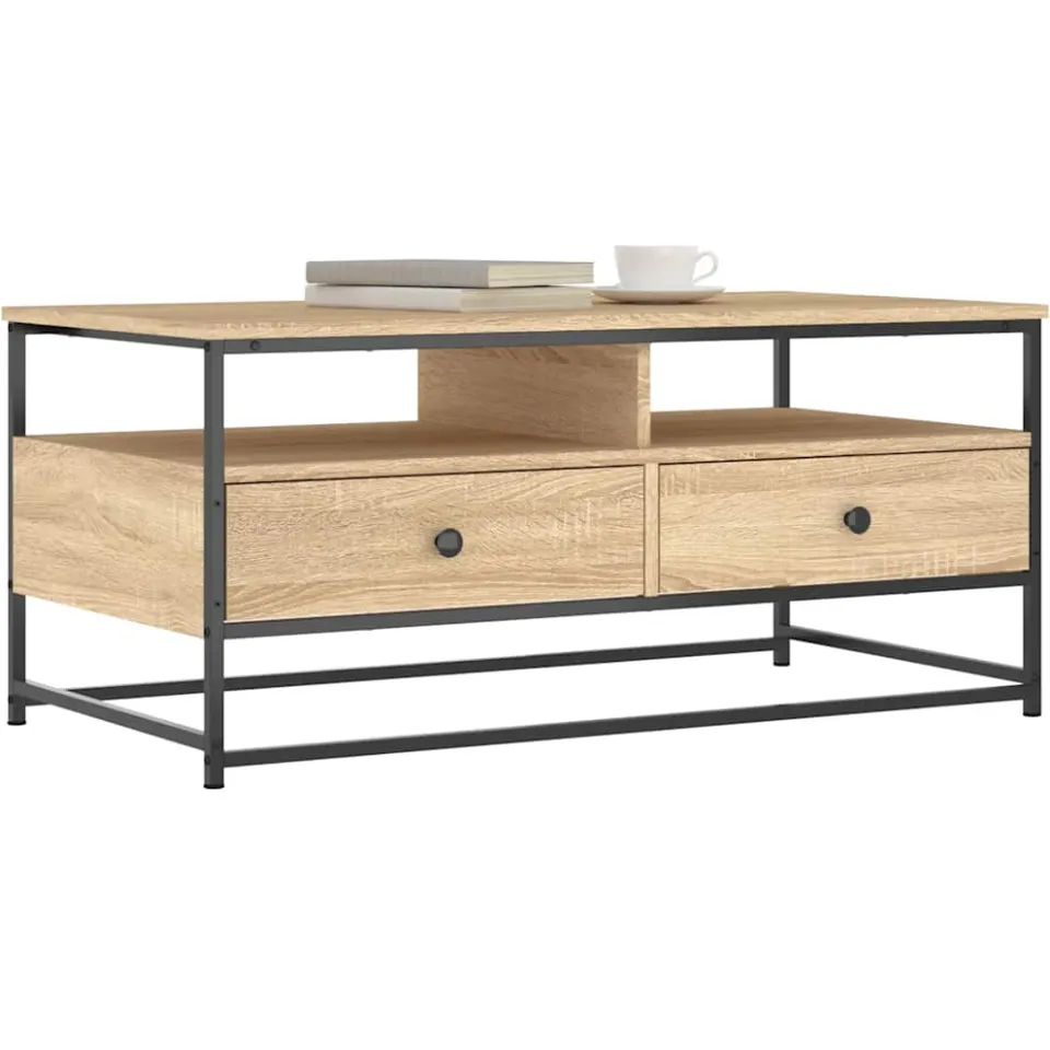 vidaXL Salontafel 100x51x45 cm bewerkt hout sonoma eikenkleurig Bruin