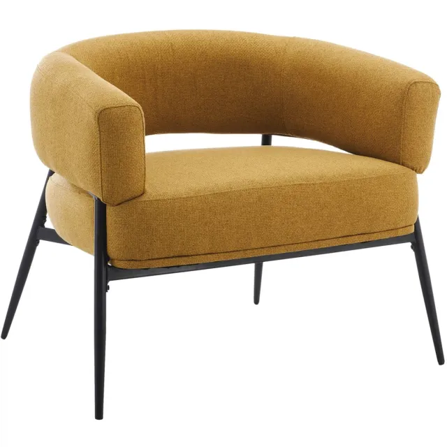 sweeek Fauteuil stof gebogen rugleuning metalen frame l 81,5 x b 72,5 x h 69 cm - cristo Mosterdgeel