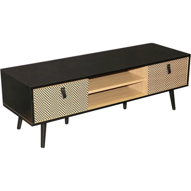 Urban Living 2-deurs chevron TV-meubel - Chelsea Zwart