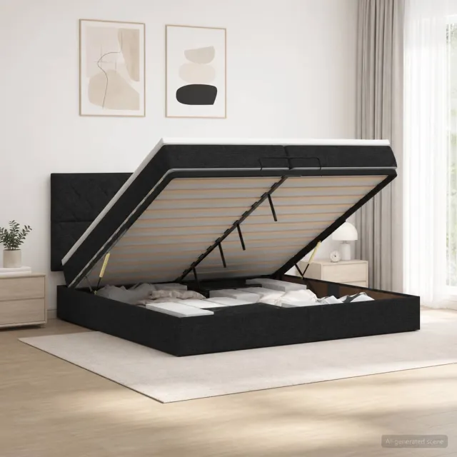 vidaXL Ottoman bed met matras met hoofdeinde Zwart 200 x 200 cm Stof