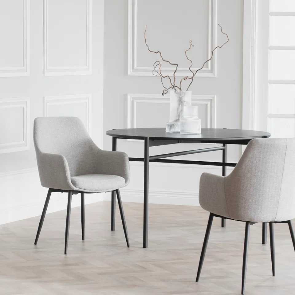 Rowico Home Reily eetkamerstoel beige - zwart onderstel, foto 2