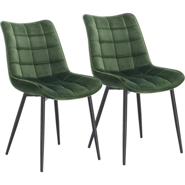 Neos® Néos® Gestoffeerde Eetkamerstoelen - Set van 2 - met Metalen Poten - Donkergroene Kleur - 46x40.5cm