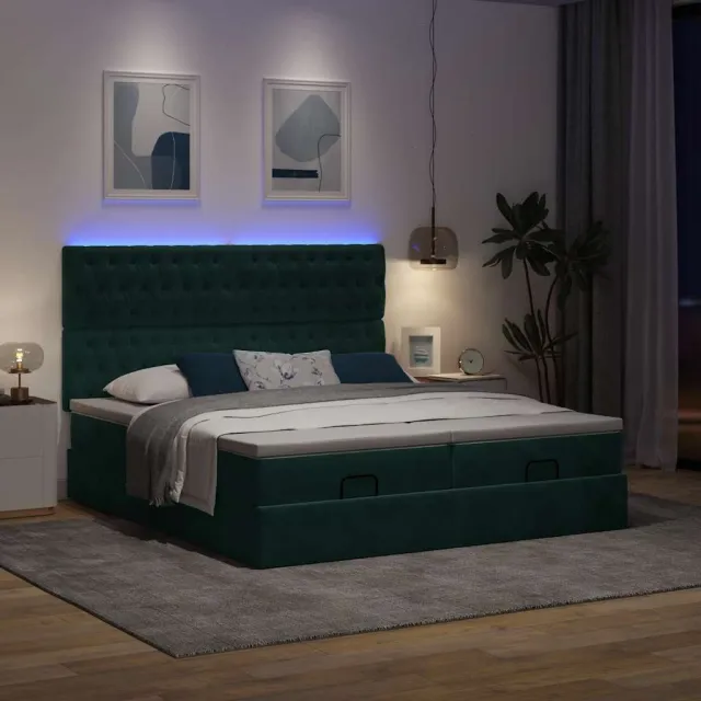 vidaXL Ottoman bed met matrassen en LED's 180x200cm fluweel groen