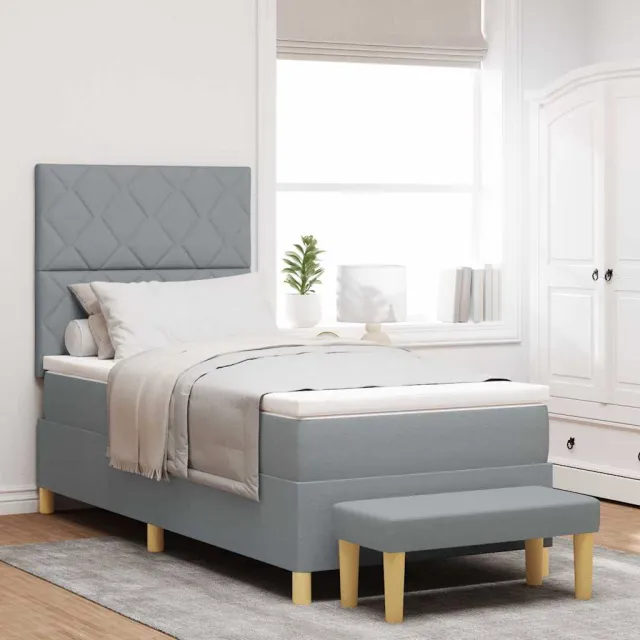 vidaXL Boxspring bed met kussen Lichtgrijs 200 x 100 cm Stof
