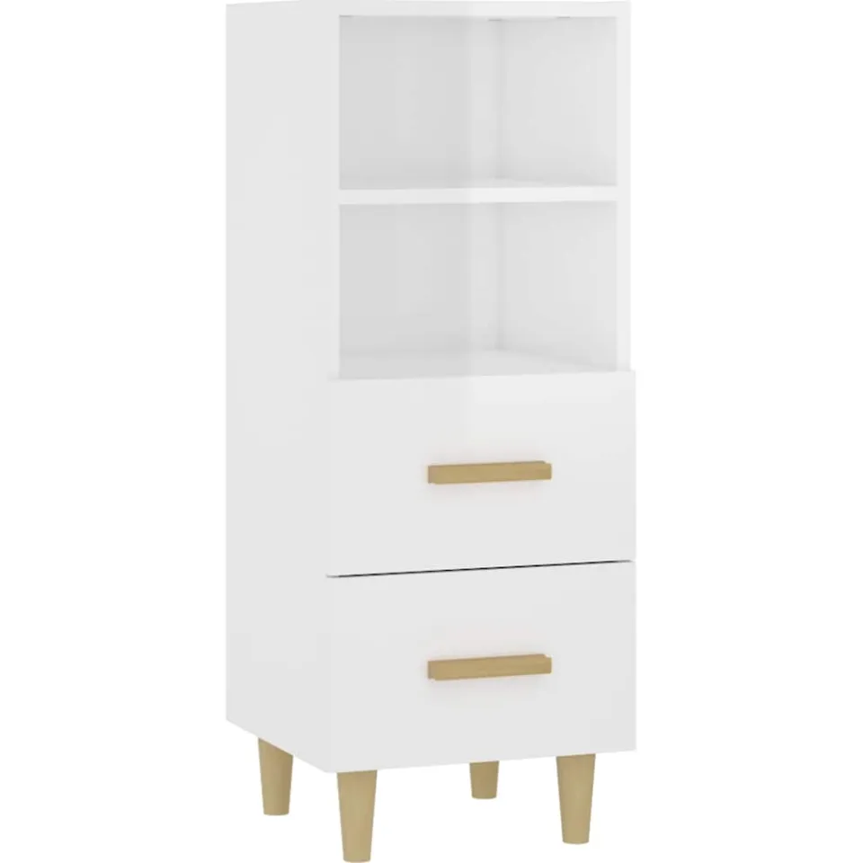 vidaXL Dressoir 34,5x34x90 cm bewerkt hout hoogglans wit