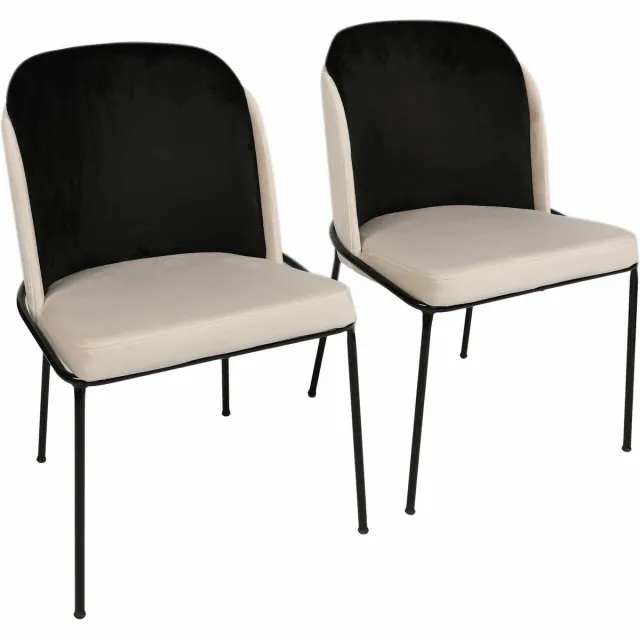 Skye Decor , Stoelenset (2 stuks), Dore 145 V2, Metaal, Zwart & Crème, 54 x 55 x 86 cm