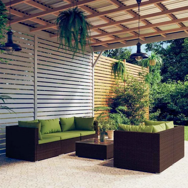 vidaXL 6-delige Loungeset met kussens poly rattan bruin, foto 2