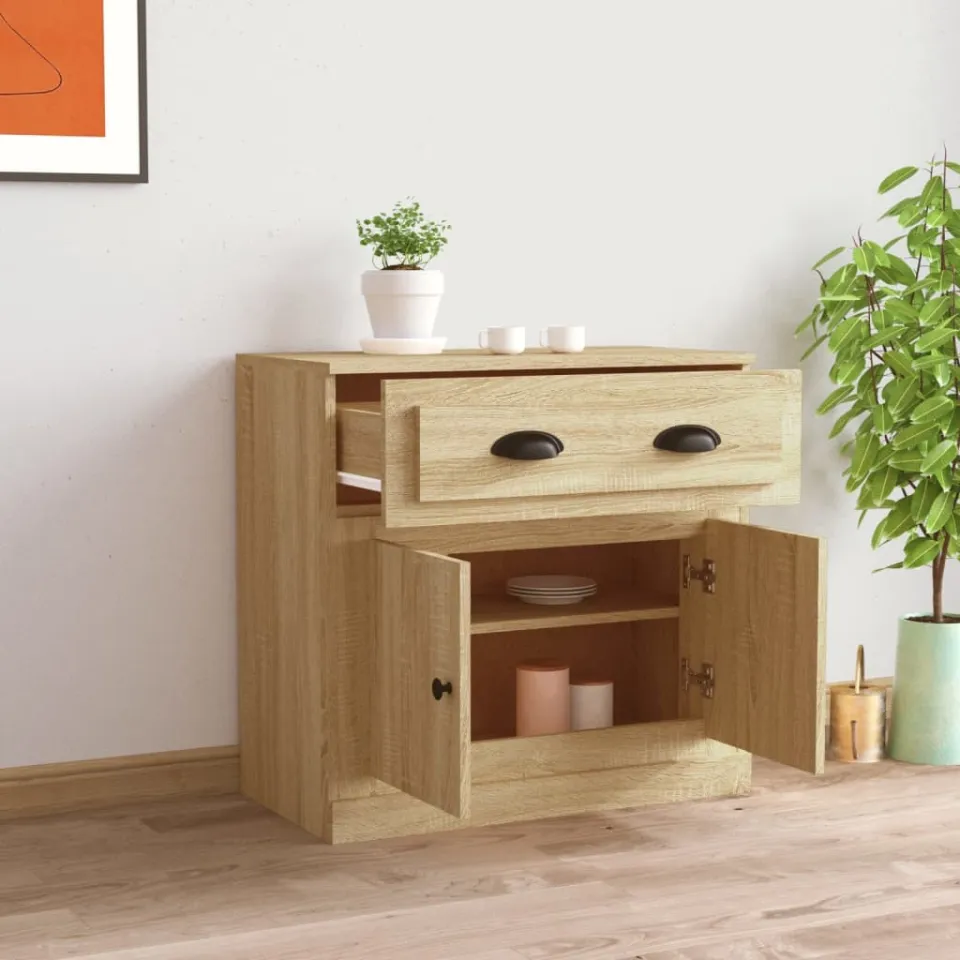 vidaXL Dressoir 70x35,5x67,5 cm bewerkt hout sonoma eikenkleurig, foto 3