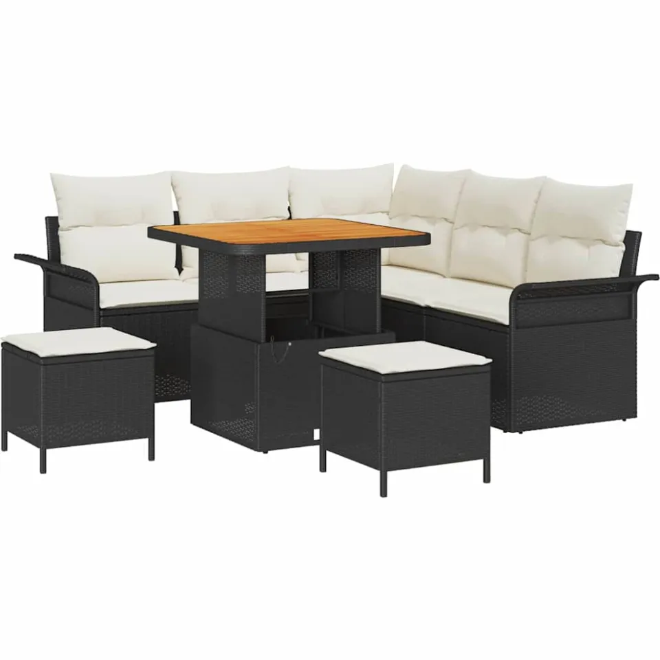 vidaXL Tuinbankenset 8 st Zwart poly rattan