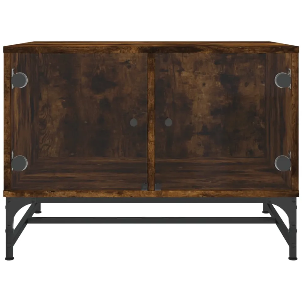 vidaXL Salontafel met glazen deuren 68,5x50x50 cm gerookt eikenkleurig Bruin