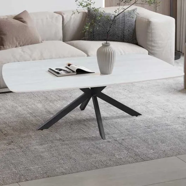 Rousseau Salontafel 'Apollo' 130 cm Deens Ovaal Steen Baroque Grijs - mat - marmerlook