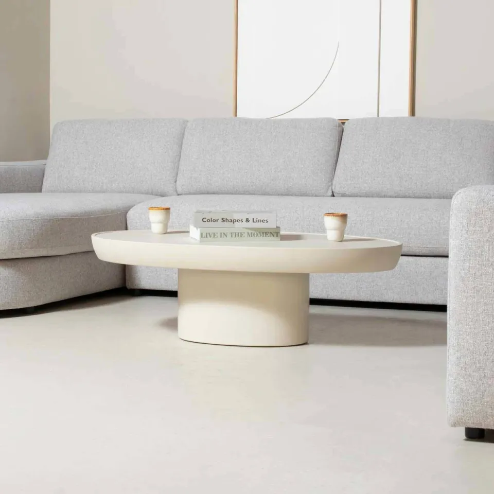 Giga Meubel Salontafel Livinia Ovaal - Beige - 120x65x39cm, foto 5