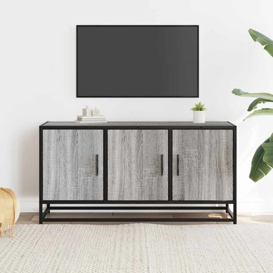 vidaXL Tv-meubel 100x35x50 cm bewerkt hout metaal grijs sonoma eiken, foto 3