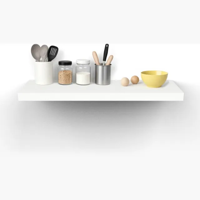 EGGREE Wandplank - zwevende plank - houten plank - 23,5 x 80 x 4 cm - wandplank, présentoir voor fotolijsten, boekenplank, decoratie, plank voor woonkamer, werkkamer, keuken, Wit
