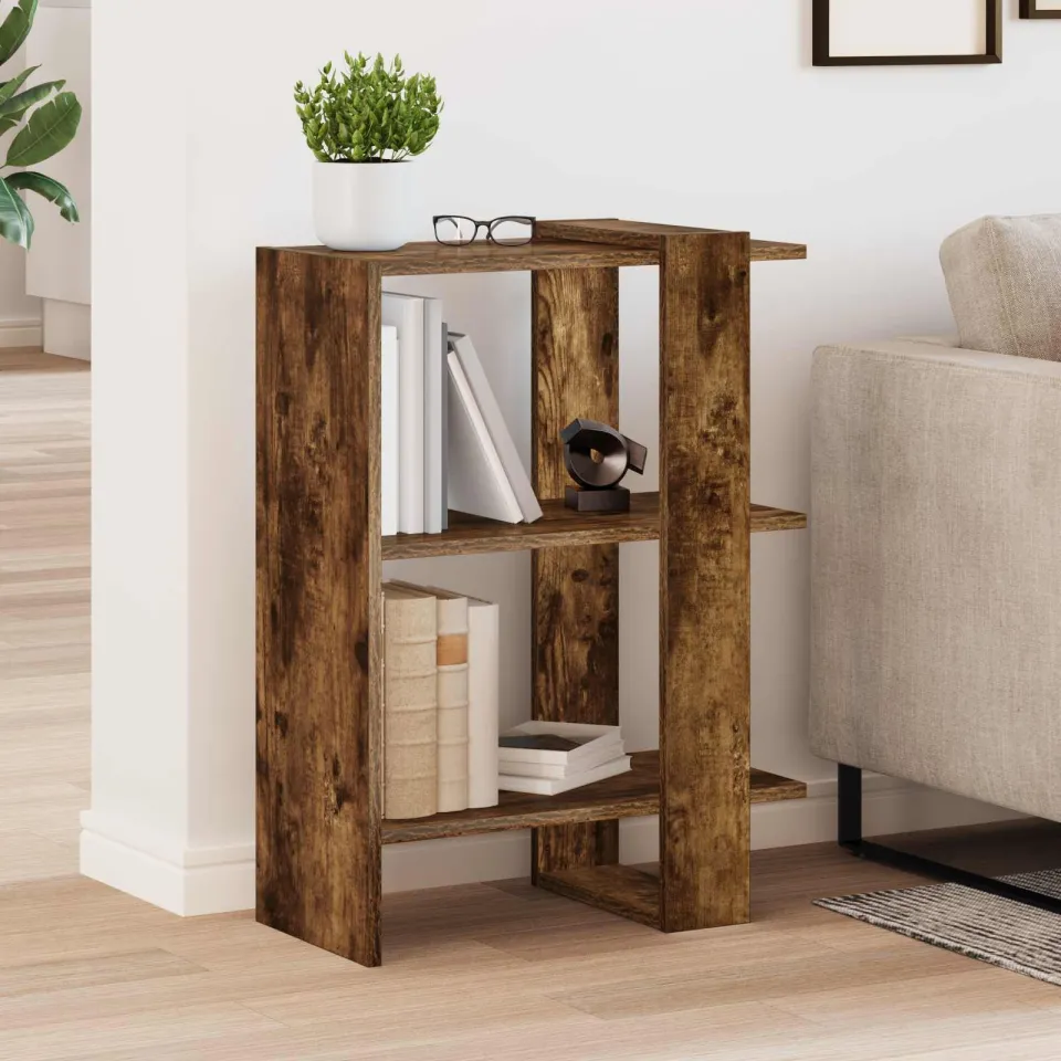 vidaXL Boekenkast 2-laags 52 x 25 x 71,5 cm Bewerkt hout Gerookt eiken, foto 3