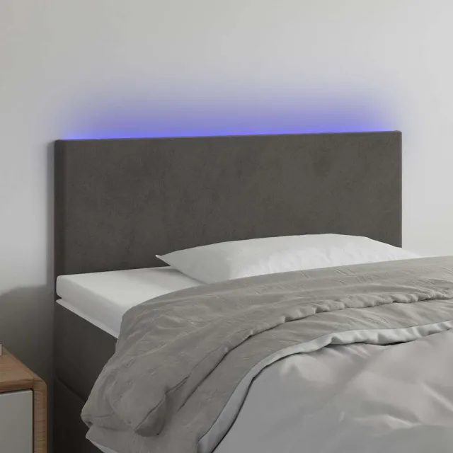 vidaXL Hoofdbord LED 90x5x78/88 cm fluweel donkergrijs