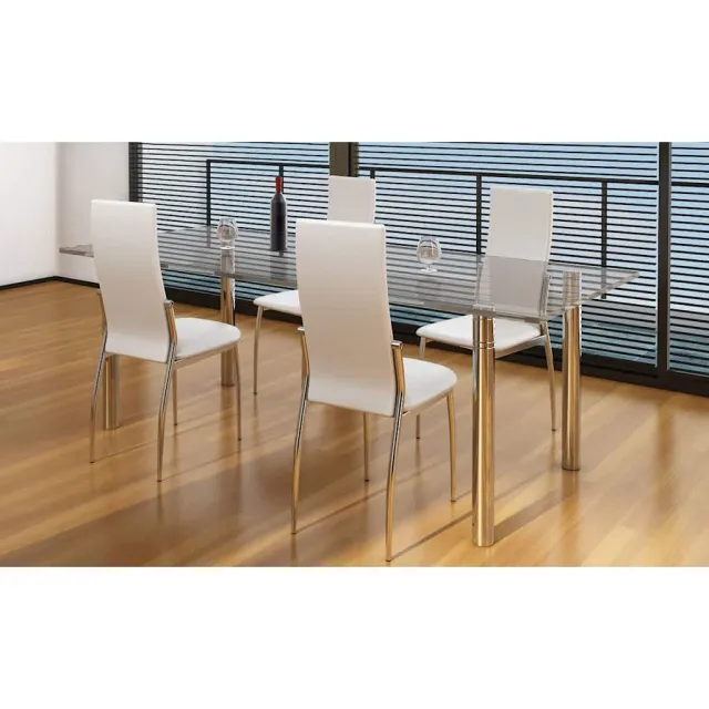 vidaXL Eetkamerstoelen 4 st kunstleer wit, foto 2