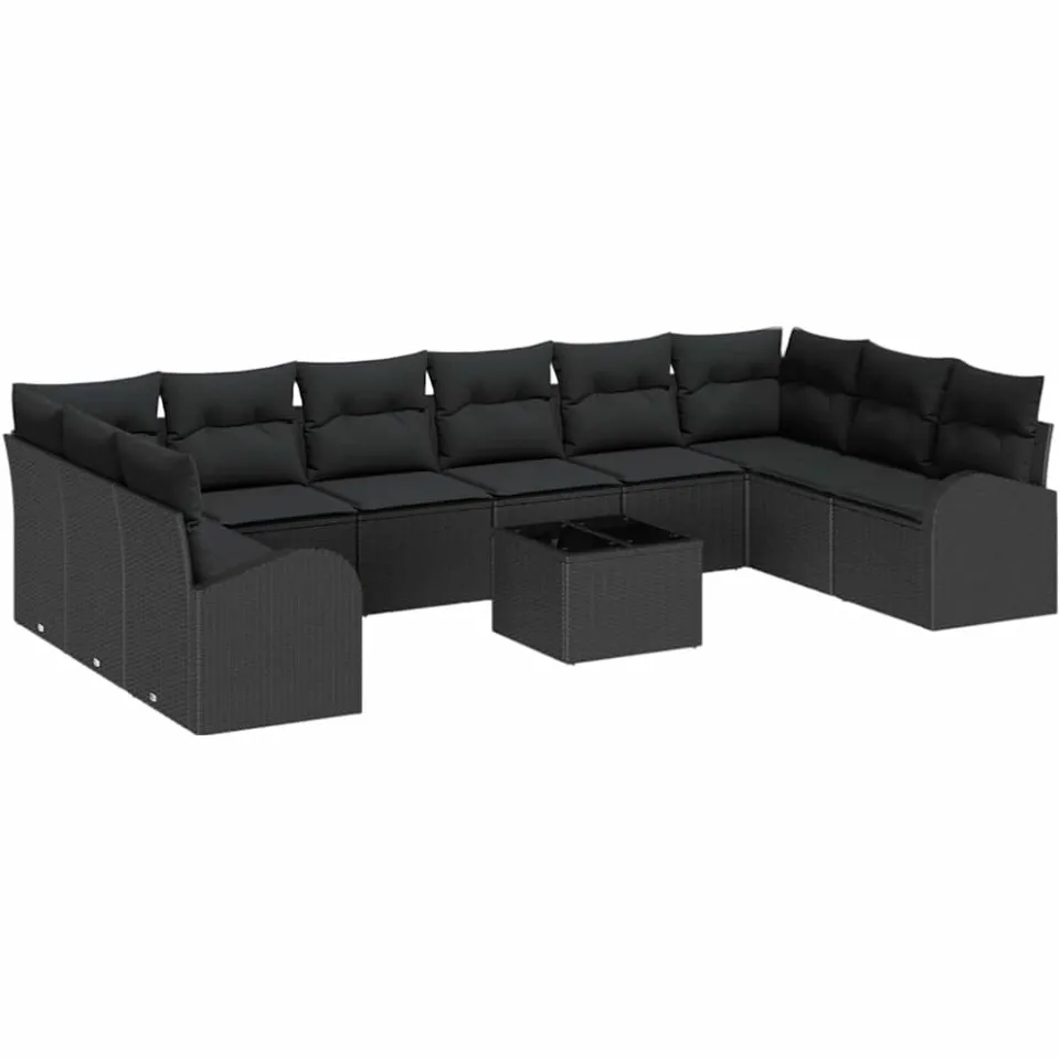 vidaXL Bankstel 11 st Zwart [Synthetisch]: Polyrattan