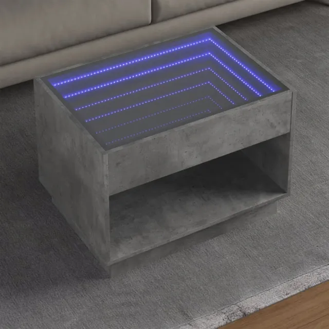 vidaXL Salontafel met Infinity LED 70x50x50 cm betongrijs