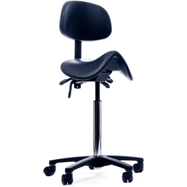 Novicum Ypsilon Comfort Plus zadelstoel PU zadelkruk Large gasveer zitneigverstelling en kantelbare rugleuning werkstoel kapperskruk Zwart large