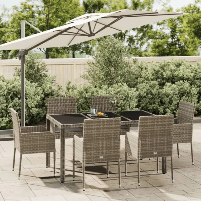 vidaXL 7-delige Tuinset met kussens poly rattan grijs, foto 2