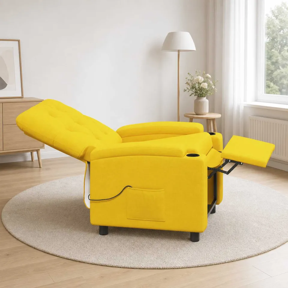 vidaXL Massage-relaxstoel Licht Geel 75 x 95 x 101 cm Stof, foto 4