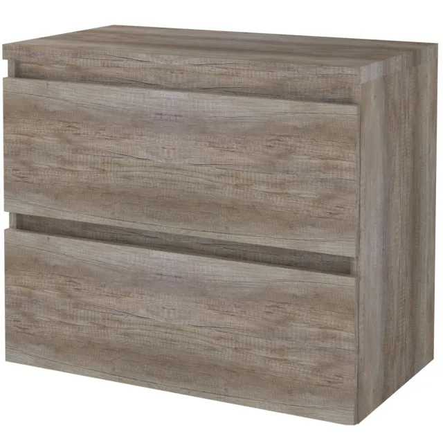 Badmeubelset Aquasplash Salt 80x46 cm Greeploos 2 Lades Met Afdekplaat Scotch Oak Aquasplash