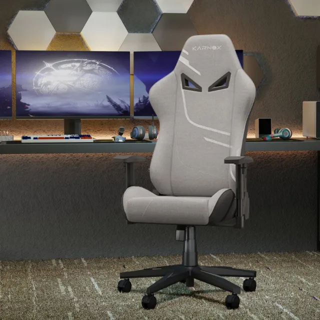 FloraGrace Gamingstoel – Ergonomisch En Verstelbaar – Met Lendensteun, Hoofdsteun En Kantelbare Rugleuning – Voor Werk En Gaming – Stof – Lichtgrijs