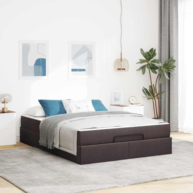 vidaXL Bedframe met matras 2 st Tan Stof