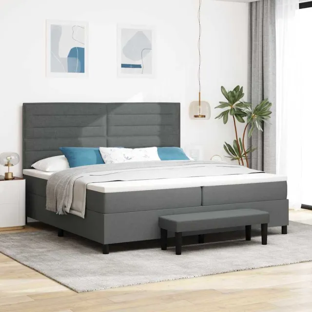 vidaXL Boxspringbed met matras Donkergrijs 200 x 200 cm Stof grijs