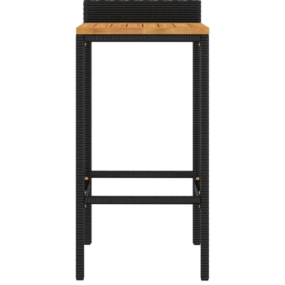 vidaXL Barkrukken 4 st poly rattan en massief acaciahout zwart, foto 4