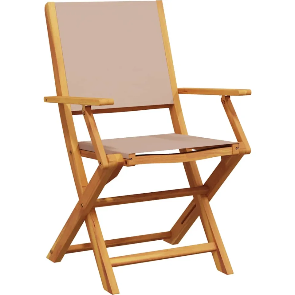 vidaXL 3-delige Bistroset stof en massief hout taupe