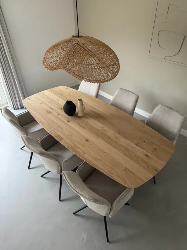 LOK Living Eiken tafel - deens ovaal - 220cm naturel mat gelakt lichte kleur