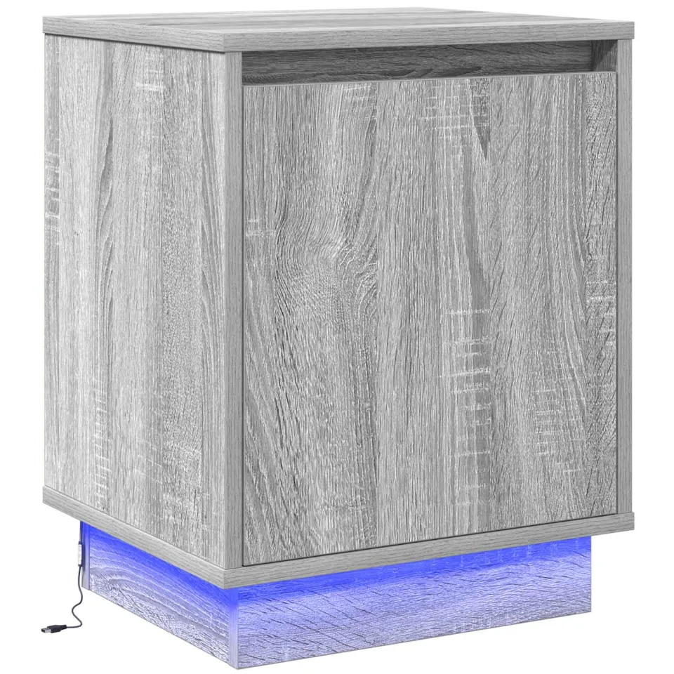 vidaXL Nachtkastje Grijs 39 x 34,5 x 50 cm Bewerkt hout, foto 3