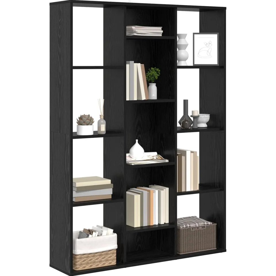 vidaXL Kamerverdeler Zwart Eiken 100 x 24 x 140 cm Bewerkt hout