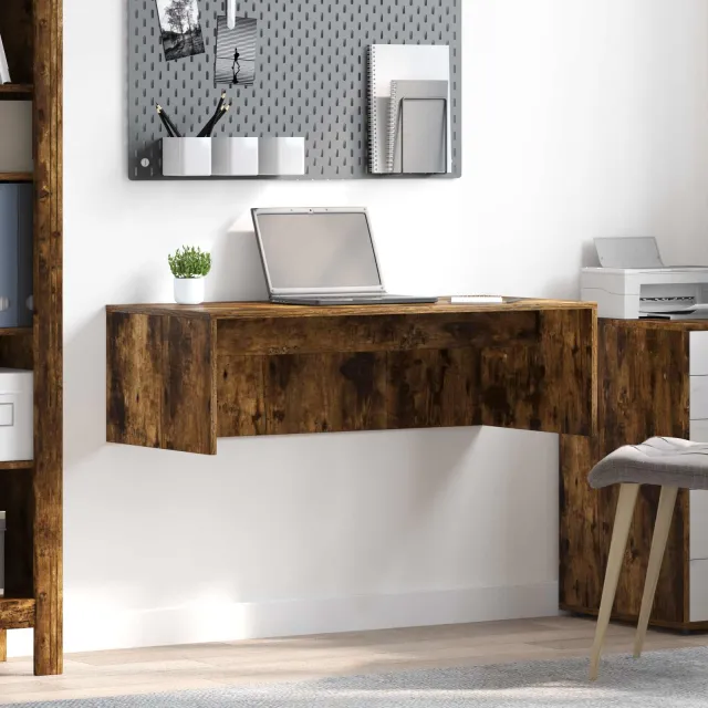 vidaXL Wandbureau Gerookt eiken 100 x 45 x 30 cm Bewerkt hout Bruin