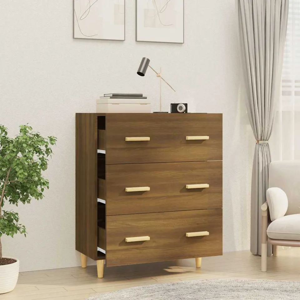 vidaXL Dressoir 70x34x90 cm bewerkt hout bruin eikenkleur, foto 3