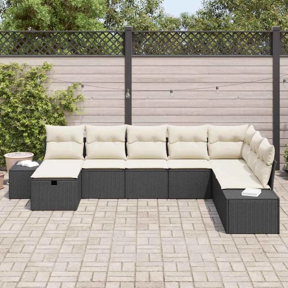 vidaXL Tuin Sofa Set 8 st Zwart poly rattan, foto 2