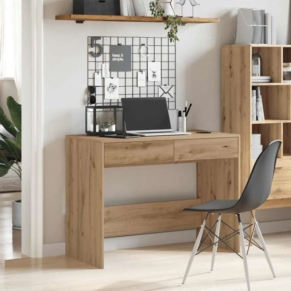 vidaXL Bureau 101x50x76,5 cm bewerkt hout artisanaal eikenkleur, foto 3