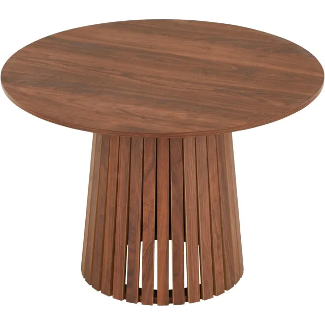 BonBonVibes Ronde Eettafel 110 cm Donker Hout – Scandinavische Eetkamertafel voor 5 Personen – Moderne Ronde Tafel voor Eetkamer & Woonkamer – Japandi Stijl bruin