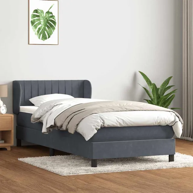 vidaXL Boxspring met matras fluweel donkergrijs 80x220 cm grijs