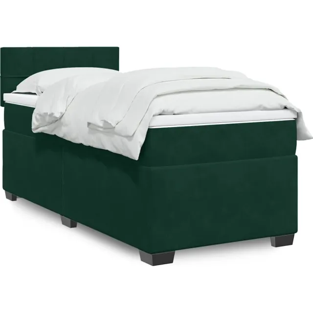 vidaXL Boxspring met matras fluweel donkergroen 80x200 cm groen