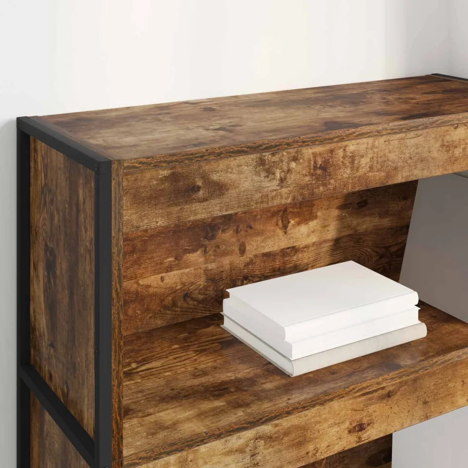 vidaXL Boekenkast 80 x 30 x 121 cm Bewerkt hout Rook Eik bruin, foto 4