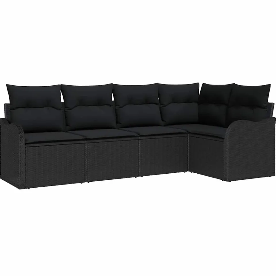 vidaXL Tuin Sofa Set 5 st Zwart poly rattan