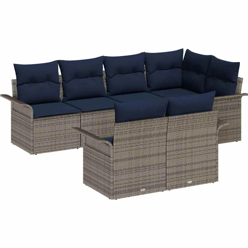 vidaXL Tuin Sofa Set 7 st Grijs Poly riet