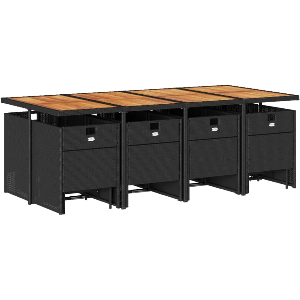 vidaXL 13-delige Tuinset met kussens poly rattan zwart, foto 3
