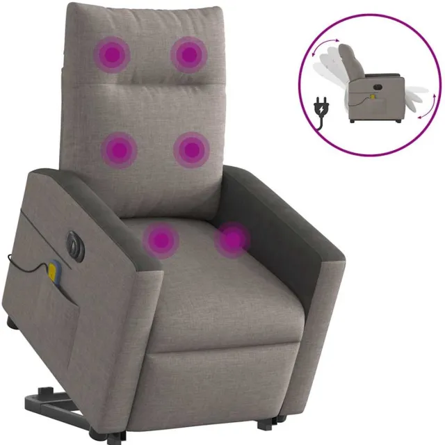 vidaXL Sta-op-massagestoel - elektrisch - verstelbaar - stof - taupe taupe en zwart